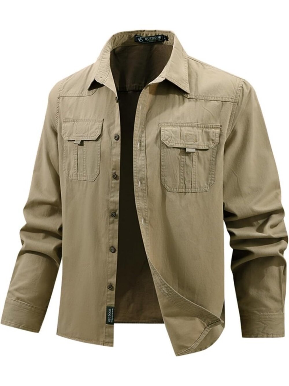 Casual Long Sleeve Cotton Button Down Shirt for Men - Work & Everyday Wear